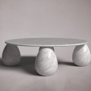 TWD Luna Blanc Sculpted Marble Coffee Table