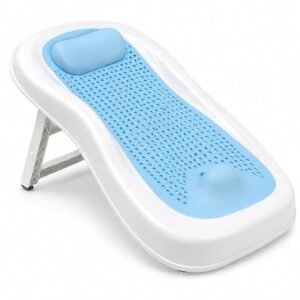 Silicone Baby Bath Tub with Foldable Stand & Soft Headrest