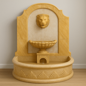 Imperial Lion Wall Fountain – Sandstone & Marble | 5x3 ft